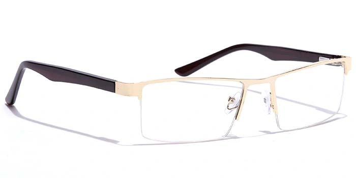 GRAVIATE by Coolwinks E25C7185 Glossy Gold Half Frame Rectangle Eyeglasses for Men and Women-GOLD-2