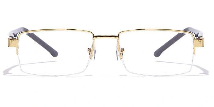 GRAVIATE by Coolwinks E25C7187 Glossy Gold Half Frame Rectangle Eyeglasses for Men and Women-