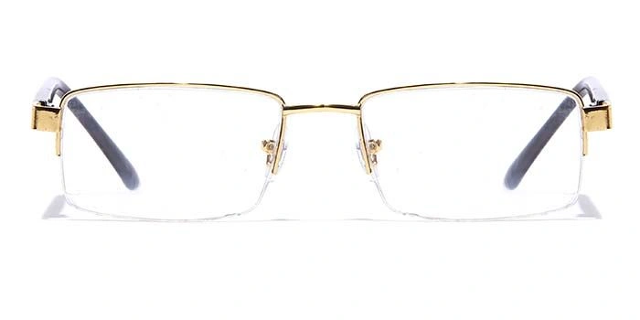 GRAVIATE by Coolwinks E25C7193 Glossy Gold Half Frame Rectangle Eyeglasses for Men and Women-