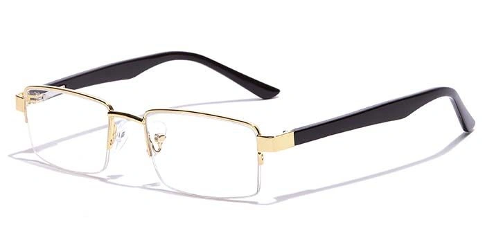 GRAVIATE by Coolwinks E25C7195 Glossy Gold Half Frame Rectangle Eyeglasses for Men and Women-GOLD-1