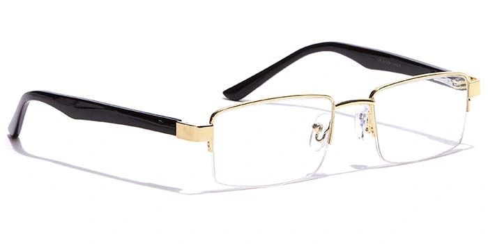 GRAVIATE by Coolwinks E25C7195 Glossy Gold Half Frame Rectangle Eyeglasses for Men and Women-GOLD-2