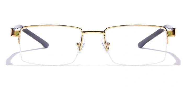 GRAVIATE by Coolwinks E25C7197 Glossy Gold Half Frame Rectangle Eyeglasses for Men and Women-