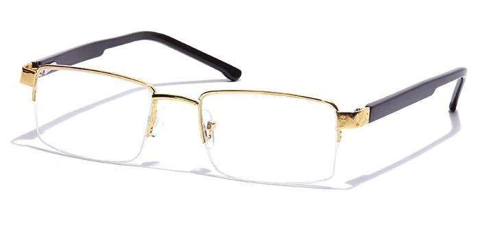 GRAVIATE by Coolwinks E25C7197 Glossy Gold Half Frame Rectangle Eyeglasses for Men and Women-GOLD-1