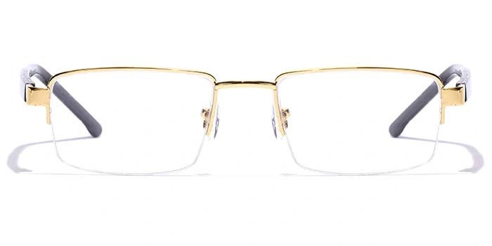 GRAVIATE by Coolwinks E25C7199 Glossy Gold Half Frame Rectangle Eyeglasses for Men and Women-