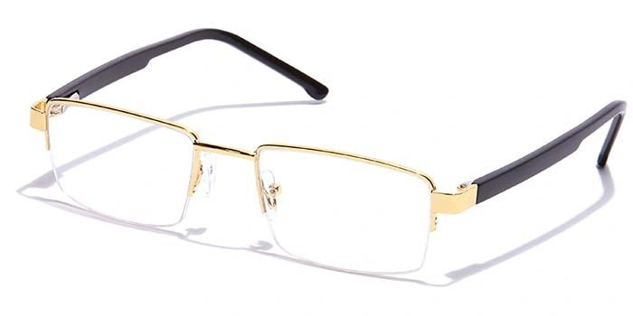 GRAVIATE by Coolwinks E25C7199 Glossy Gold Half Frame Rectangle Eyeglasses for Men and Women-GOLD-1