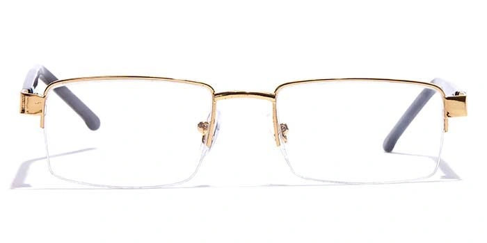 GRAVIATE by Coolwinks E25C7201 Glossy Gold Half Frame Rectangle Eyeglasses for Men and Women-