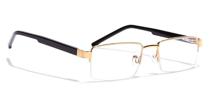 GRAVIATE by Coolwinks E25C7201 Glossy Gold Half Frame Rectangle Eyeglasses for Men and Women-GOLD-2