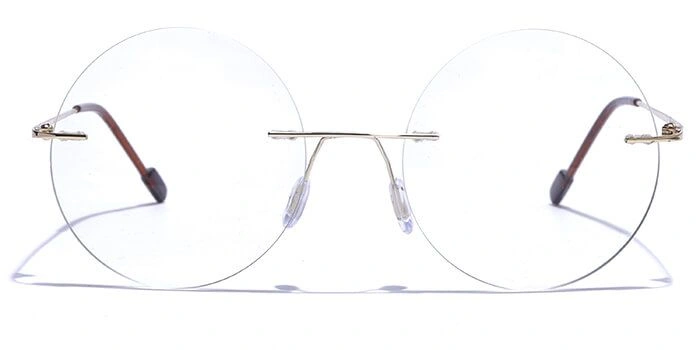 GRAVIATE by Coolwinks E25C6154 Glossy Gold Rimless Round Eyeglasses for Men and Women-