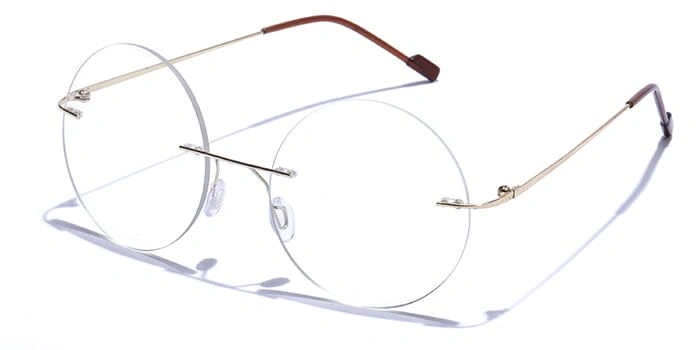 GRAVIATE by Coolwinks E25C6154 Glossy Gold Rimless Round Eyeglasses for Men and Women-GOLD-1