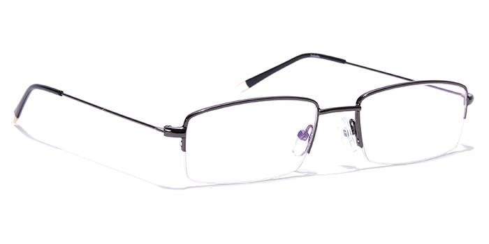 GRAVIATE by Coolwinks E13A7029 Glossy Gunmetal Half Frame Rectangle Eyeglasses for Men and Women-GUNMETAL-2