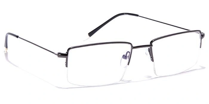 GRAVIATE by Coolwinks E13B7031 Glossy Gunmetal Half Frame Rectangle Eyeglasses for Men and Women-GUNMETAL-2