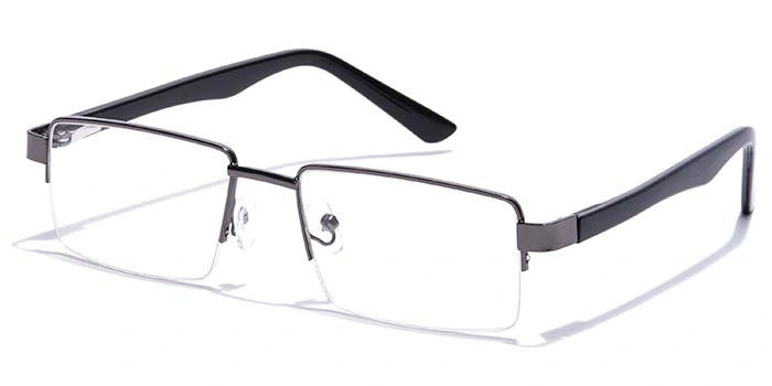 GRAVIATE by Coolwinks E13B7209 Glossy Gunmetal Half Frame Rectangle Eyeglasses for Men and Women-GUNMETAL-1