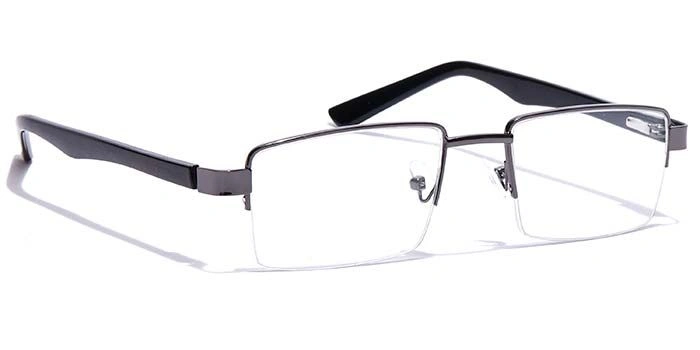 GRAVIATE by Coolwinks E13B7211 Glossy Gunmetal Half Frame Rectangle Eyeglasses for Men and Women-GUNMETAL-2