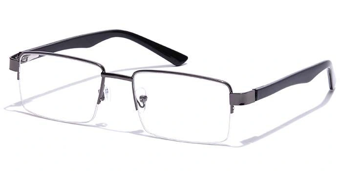 GRAVIATE by Coolwinks E13B7213 Glossy Gunmetal Half Frame Rectangle Eyeglasses for Men and Women-GUNMETAL-1