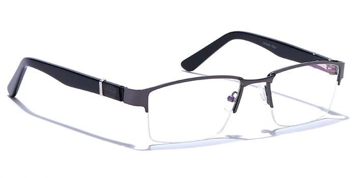 GRAVIATE by Coolwinks E13C6777 Glossy Gunmetal Half Frame Rectangle Eyeglasses for Men and Women-GUNMETAL-2