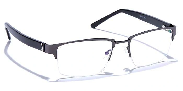 GRAVIATE by Coolwinks E13C6785 Glossy Gunmetal Half Frame Rectangle Eyeglasses for Men and Women-GUNMETAL-2