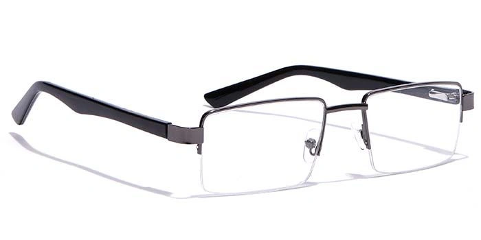 GRAVIATE by Coolwinks E13C7162 Glossy Gunmetal Half Frame Rectangle Eyeglasses for Men and Women-GUNMETAL-2