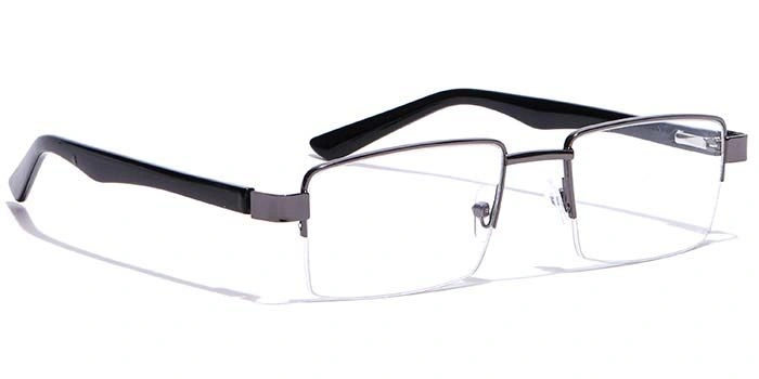 GRAVIATE by Coolwinks E13C7164 Glossy Gunmetal Half Frame Rectangle Eyeglasses for Men and Women-GUNMETAL-2