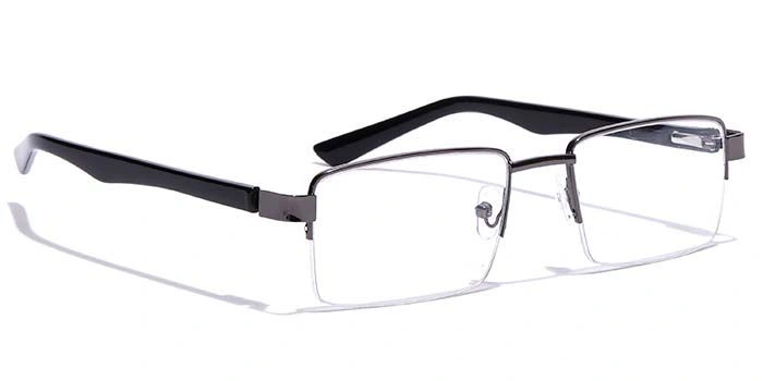 GRAVIATE by Coolwinks E13C7166 Glossy Gunmetal Half Frame Rectangle Eyeglasses for Men and Women-GUNMETAL-2