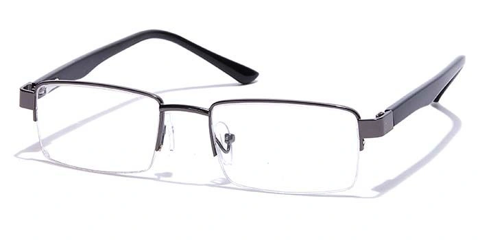 GRAVIATE by Coolwinks E13C7172 Glossy Gunmetal Half Frame Rectangle Eyeglasses for Men and Women-GUNMETAL-1