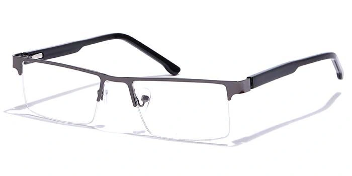 GRAVIATE by Coolwinks E13C7178 Glossy Gunmetal Half Frame Rectangle Eyeglasses for Men and Women-GUNMETAL-1