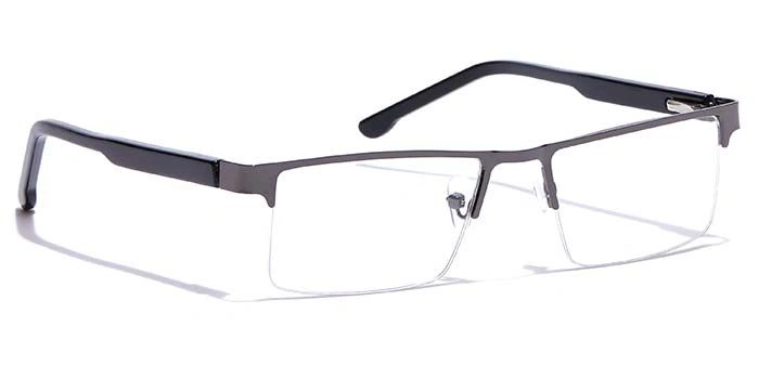 GRAVIATE by Coolwinks E13C7178 Glossy Gunmetal Half Frame Rectangle Eyeglasses for Men and Women-GUNMETAL-2