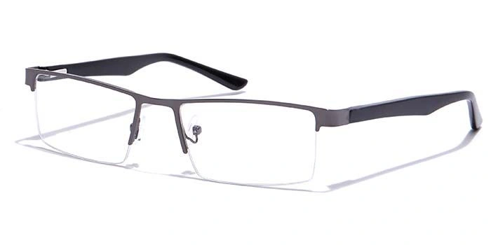 GRAVIATE by Coolwinks E13C7184 Glossy Gunmetal Half Frame Rectangle Eyeglasses for Men and Women-GUNMETAL-1