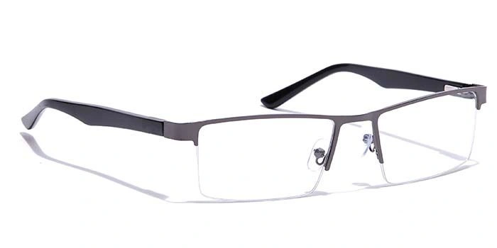 GRAVIATE by Coolwinks E13C7184 Glossy Gunmetal Half Frame Rectangle Eyeglasses for Men and Women-GUNMETAL-2