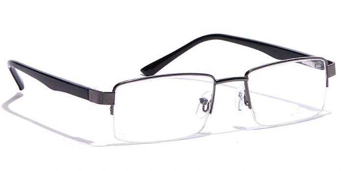 GRAVIATE by Coolwinks E13C7186 Glossy Gunmetal Half Frame Rectangle Eyeglasses for Men and Women-GUNMETAL-2