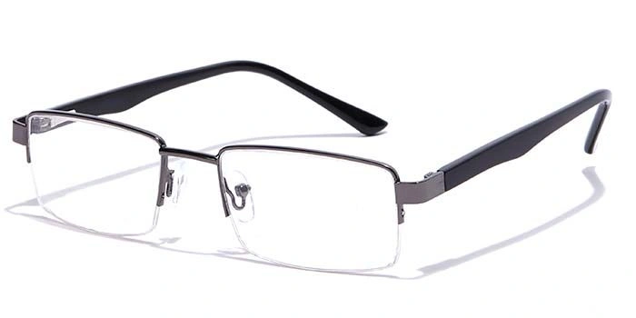 GRAVIATE by Coolwinks E13C7192 Glossy Gunmetal Half Frame Rectangle Eyeglasses for Men and Women-GUNMETAL-1