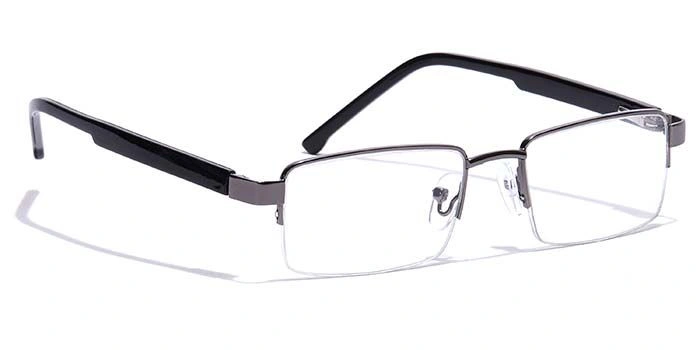 GRAVIATE by Coolwinks E13C7196 Glossy Gunmetal Half Frame Rectangle Eyeglasses for Men and Women-GUNMETAL-2