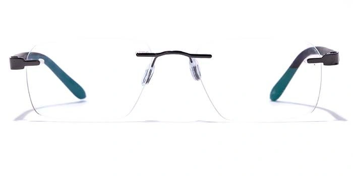 GRAVIATE by Coolwinks E12B7610 Glossy Gunmetal Rimless Rectangle Eyeglasses for Men and Women-