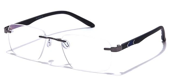 GRAVIATE by Coolwinks E12B7610 Glossy Gunmetal Rimless Rectangle Eyeglasses for Men and Women-GUNMETAL-1