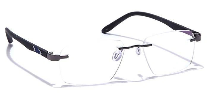 GRAVIATE by Coolwinks E12B7610 Glossy Gunmetal Rimless Rectangle Eyeglasses for Men and Women-GUNMETAL-2