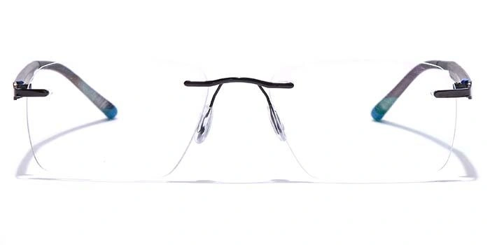 GRAVIATE by Coolwinks E12C7618 Glossy Gunmetal Rimless Rectangle Eyeglasses for Men and Women-