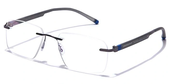 GRAVIATE by Coolwinks E12C7618 Glossy Gunmetal Rimless Rectangle Eyeglasses for Men and Women-GUNMETAL-1