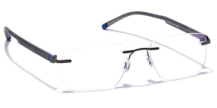 GRAVIATE by Coolwinks E12C7618 Glossy Gunmetal Rimless Rectangle Eyeglasses for Men and Women-GUNMETAL-2