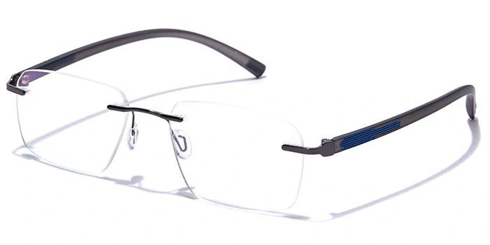 GRAVIATE by Coolwinks E13C7612 Glossy Gunmetal Rimless Rectangle Eyeglasses for Men and Women-GUNMETAL-1