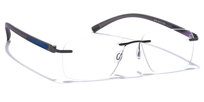 GRAVIATE by Coolwinks E13C7612 Glossy Gunmetal Rimless Rectangle Eyeglasses for Men and Women-GUNMETAL-2