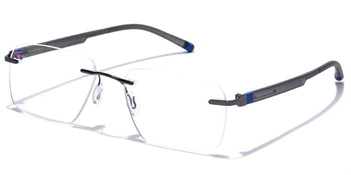 GRAVIATE by Coolwinks E13C7619 Glossy Gunmetal Rimless Rectangle Eyeglasses for Men and Women-GUNMETAL-1