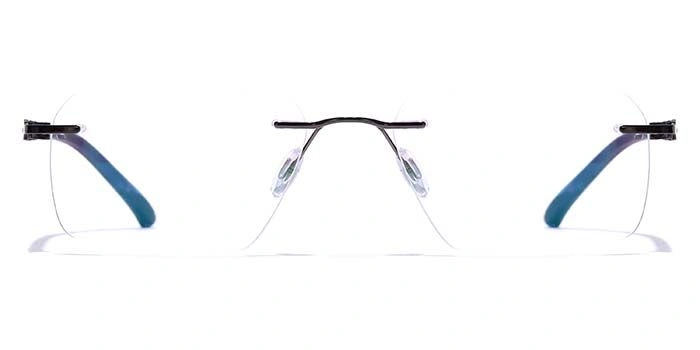 GRAVIATE by Coolwinks E13A7620 Glossy Gunmetal Rimless Retro Square Eyeglasses for Men and Women-