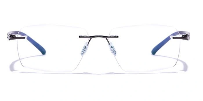 GRAVIATE by Coolwinks E13B7623 Glossy Gunmetal Rimless Retro Square Eyeglasses for Men and Women-