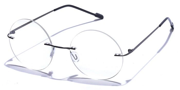 GRAVIATE by Coolwinks E13A6153 Glossy Gunmetal Rimless Round Eyeglasses for Men and Women-GUNMETAL-1