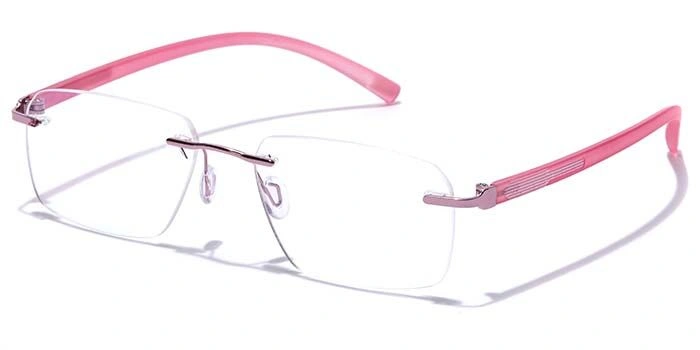 GRAVIATE by Coolwinks E23A7613 Glossy Pink Rimless Rectangle Eyeglasses for Women-PINK-1