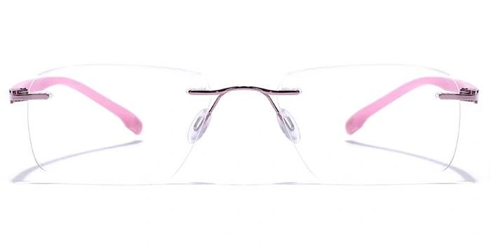 GRAVIATE by Coolwinks E23B7605 Glossy Pink Rimless Rectangle Eyeglasses for Women-