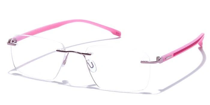 GRAVIATE by Coolwinks E23B7605 Glossy Pink Rimless Rectangle Eyeglasses for Women-PINK-1