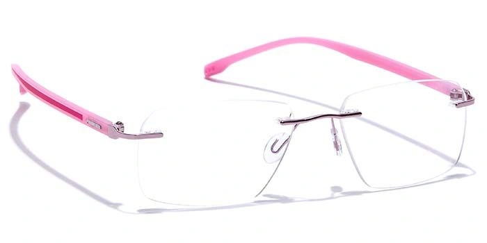 GRAVIATE by Coolwinks E23B7605 Glossy Pink Rimless Rectangle Eyeglasses for Women-PINK-2