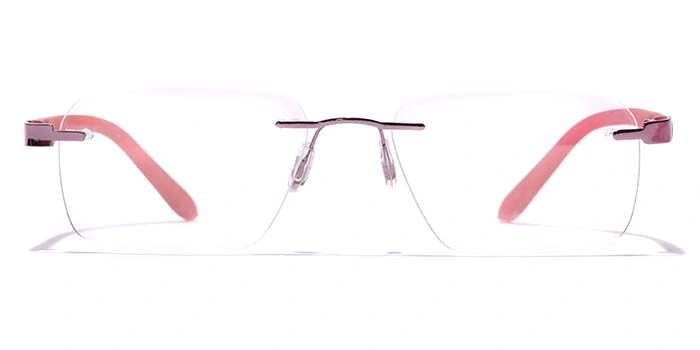 GRAVIATE by Coolwinks E23B7608 Glossy Pink Rimless Rectangle Eyeglasses for Women-