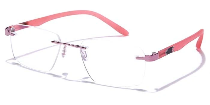 GRAVIATE by Coolwinks E23B7608 Glossy Pink Rimless Rectangle Eyeglasses for Women-PINK-1