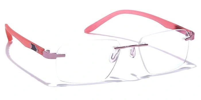 GRAVIATE by Coolwinks E23B7608 Glossy Pink Rimless Rectangle Eyeglasses for Women-PINK-2